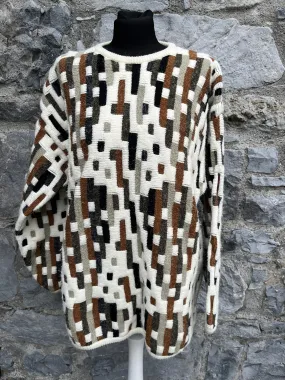 80s brown geometric jumper uk 14-16