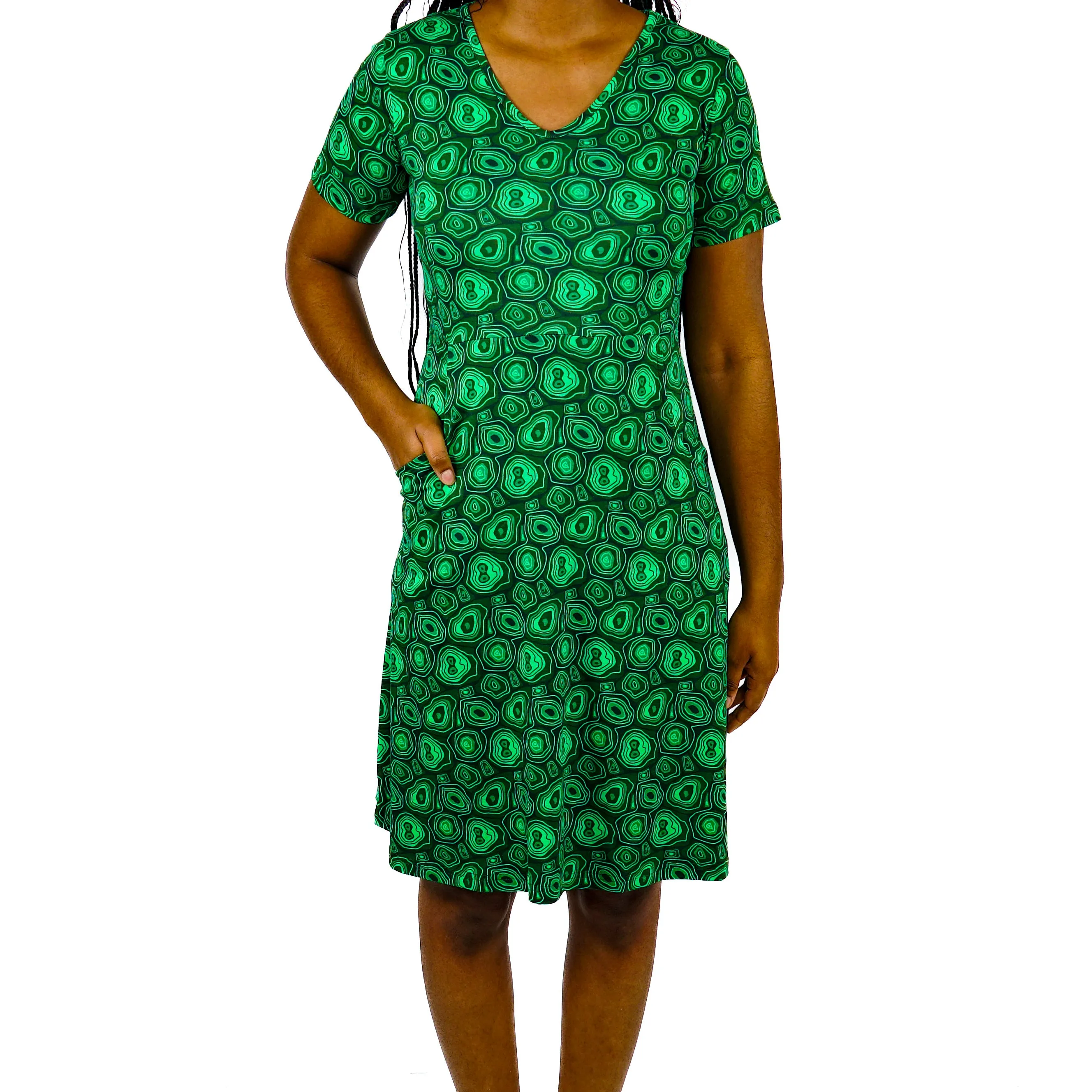 Malachite A-Line Dress (With Waist Seam) [FINAL SALE}