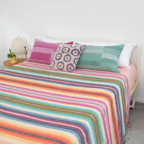 Rainbow Striped Linen   Cotton Throw